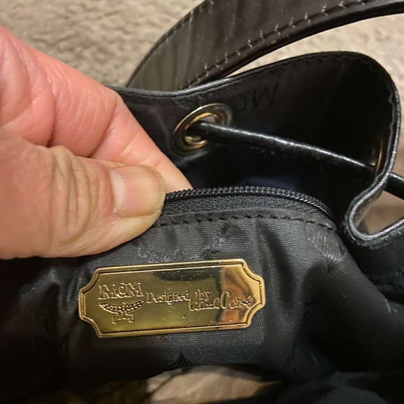 MCM Nylon Monogram Drawstring Bucket Bag - Picture 9 of 12